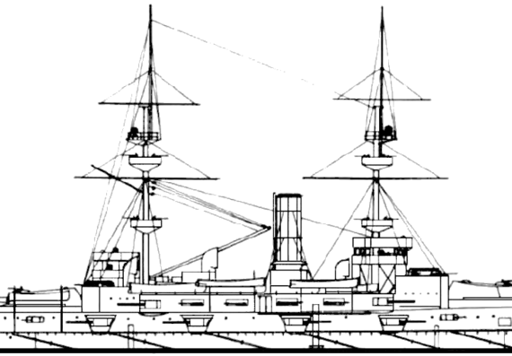 Warship HMS Magnificent 1894 [Battleship] - drawings, dimensions, figures